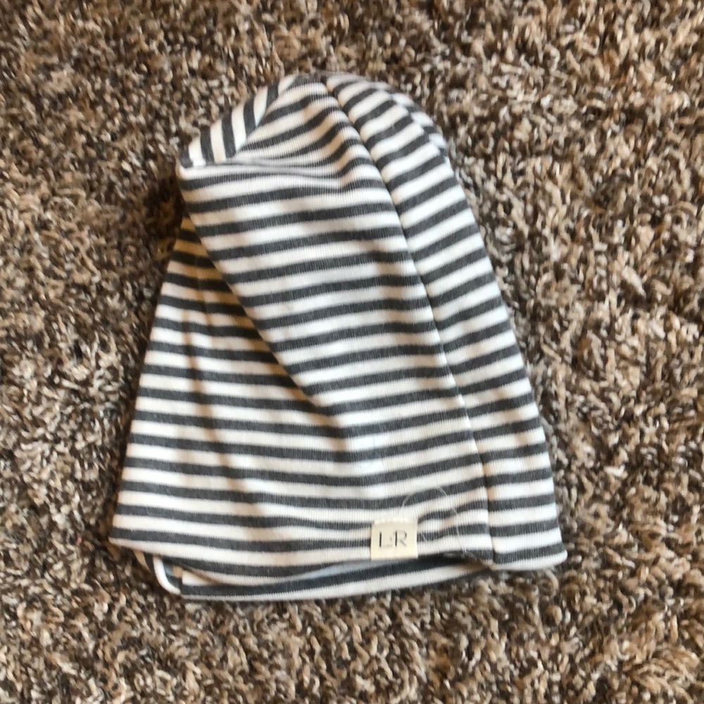 Lulu & Roo beanie that matches the grey stripe